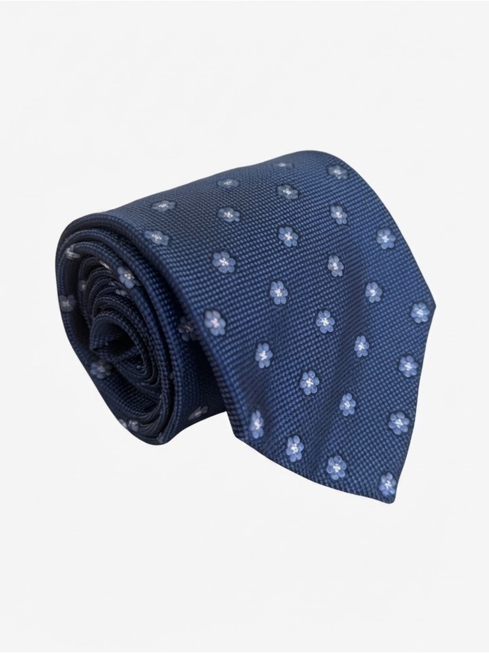 Luigi Borrelli Napoli Blue Floral Silk Tie Luxury Handmade Italian Necktie